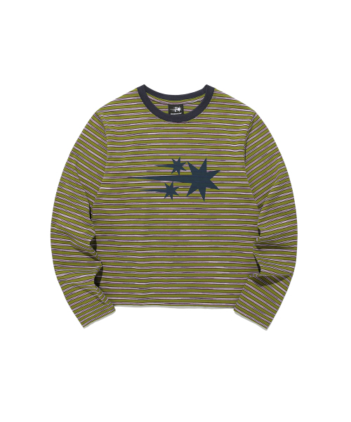 NICE GHOST CLUB(ナイスゴーストクラブ)の「STRIPE 3STAR LS TEE_GREEN(NG2GSUT562A)(Tシャツ/カットソー・レディース・グリーン・SMALL/MEDIUM/LARGE)」の2枚目の写真