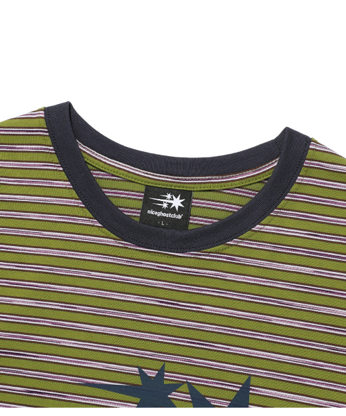 NICE GHOST CLUB(ナイスゴーストクラブ)の「STRIPE 3STAR LS TEE_GREEN(NG2GSUT562A)(Tシャツ/カットソー・レディース・グリーン・SMALL/MEDIUM/LARGE)」の7枚目の写真