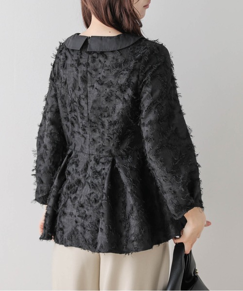 AMELY(エミリー)の「付け襟取り外し可能 2way ジャガードペプラムブラウス(シャツ/ブラウス・レディース・ブラック/ベージュ・L/M)」の6枚目の写真