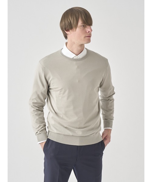 JOHN SMEDLEY（ジョンスメドレー）の「クルーネック長袖コットンニットプルオーバー（ニット/セーター・メンズ・ベージュ系その他6・XL/L/M/S）」の8枚目の写真