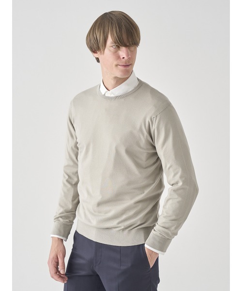 JOHN SMEDLEY（ジョンスメドレー）の「クルーネック長袖コットンニットプルオーバー（ニット/セーター・メンズ・ベージュ系その他6・XL/L/M/S）」の7枚目の写真