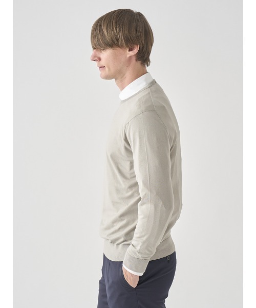 JOHN SMEDLEY（ジョンスメドレー）の「クルーネック長袖コットンニットプルオーバー（ニット/セーター・メンズ・ベージュ系その他6・XL/L/M/S）」の6枚目の写真