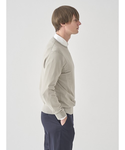 JOHN SMEDLEY（ジョンスメドレー）の「クルーネック長袖コットンニットプルオーバー（ニット/セーター・メンズ・ベージュ系その他6・XL/L/M/S）」の3枚目の写真