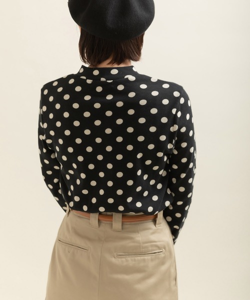 CHILD WOMAN（チャイルドウーマン）の「フライスドットプリント ハイネック長袖プルオーバー（Tシャツ/カットソー・レディース・ブラック/キナリ・FREE）」の14枚目の写真