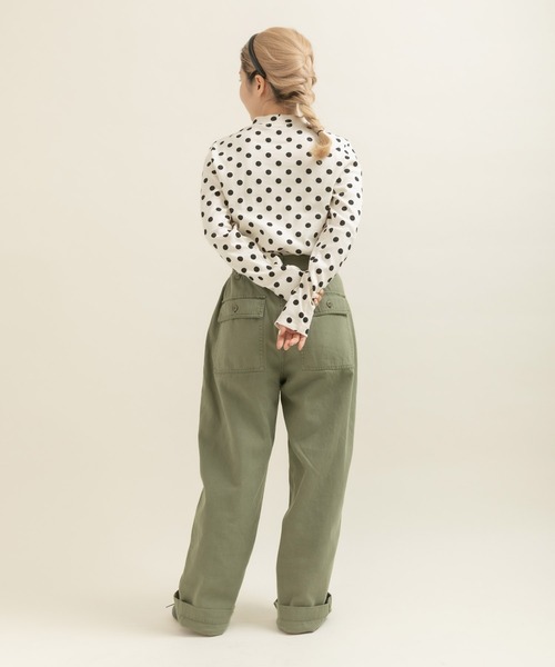 CHILD WOMAN（チャイルドウーマン）の「フライスドットプリント ハイネック長袖プルオーバー（Tシャツ/カットソー・レディース・ブラック/キナリ・FREE）」の10枚目の写真