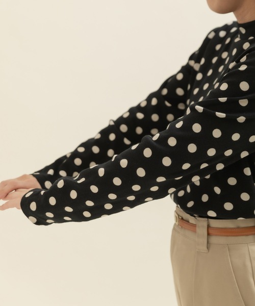 CHILD WOMAN（チャイルドウーマン）の「フライスドットプリント ハイネック長袖プルオーバー（Tシャツ/カットソー・レディース・ブラック/キナリ・FREE）」の13枚目の写真