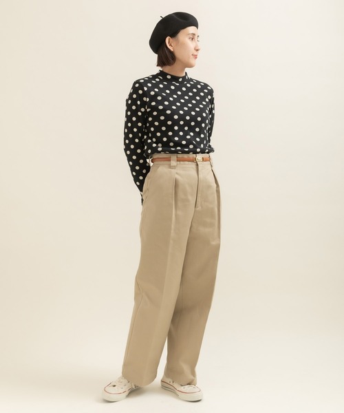 CHILD WOMAN（チャイルドウーマン）の「フライスドットプリント ハイネック長袖プルオーバー（Tシャツ/カットソー・レディース・ブラック/キナリ・FREE）」の16枚目の写真