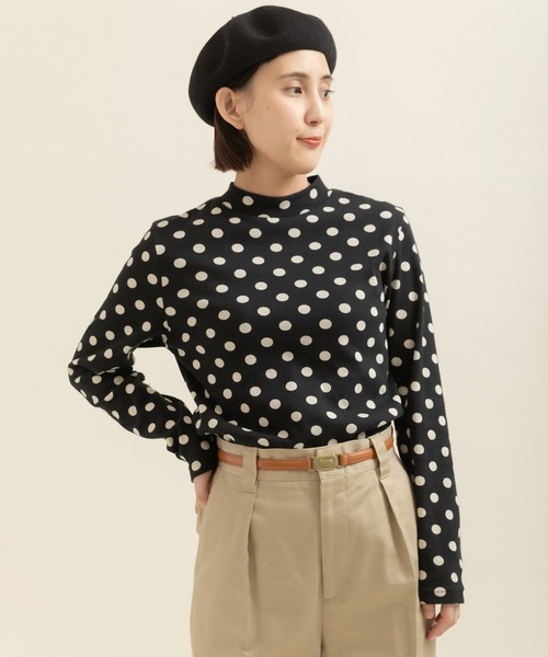 CHILD WOMAN（チャイルドウーマン）の「フライスドットプリント ハイネック長袖プルオーバー（Tシャツ/カットソー・レディース・ブラック/キナリ・FREE）」の11枚目の写真