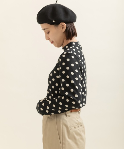 CHILD WOMAN（チャイルドウーマン）の「フライスドットプリント ハイネック長袖プルオーバー（Tシャツ/カットソー・レディース・ブラック/キナリ・FREE）」の12枚目の写真