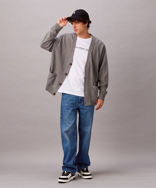 Calvin Klein（カルバン・クライン）の「【ユニセックス】Vネックリラックスコットンカーディガン（カーディガン/ボレロ・メンズ・ブラック/グレー・L/M/S/XL）」の9枚目の写真
