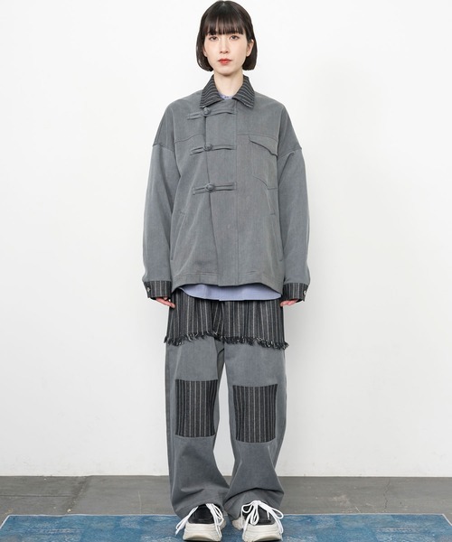 Nora Lily(ノラリリー)の「【Nora Lily】Sweat Denim China Blouson(テーラードジャケット・メンズ・インディゴブルー/ブラック・FREE)」の9枚目の写真