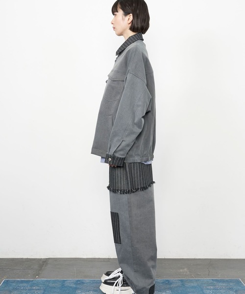 Nora Lily(ノラリリー)の「【Nora Lily】Sweat Denim China Blouson(テーラードジャケット・メンズ・インディゴブルー/ブラック・FREE)」の10枚目の写真