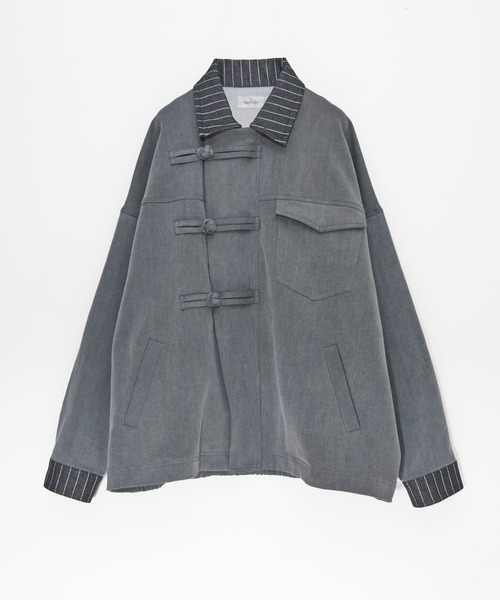 Nora Lily(ノラリリー)の「【Nora Lily】Sweat Denim China Blouson(テーラードジャケット・メンズ・インディゴブルー/ブラック・FREE)」の12枚目の写真