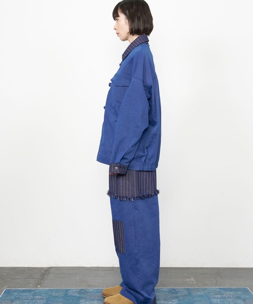Nora Lily(ノラリリー)の「【Nora Lily】Sweat Denim China Blouson(テーラードジャケット・メンズ・インディゴブルー/ブラック・FREE)」の22枚目の写真