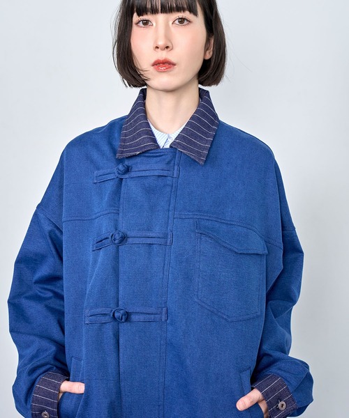 Nora Lily(ノラリリー)の「【Nora Lily】Sweat Denim China Blouson(テーラードジャケット・メンズ・インディゴブルー/ブラック・FREE)」の17枚目の写真