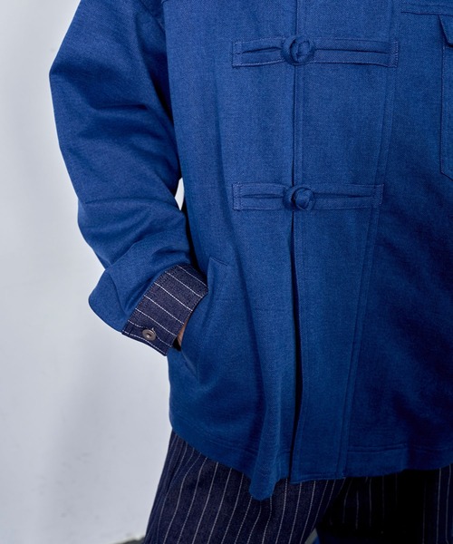 Nora Lily(ノラリリー)の「【Nora Lily】Sweat Denim China Blouson(テーラードジャケット・メンズ・インディゴブルー/ブラック・FREE)」の19枚目の写真