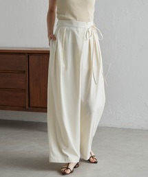RANAN（ラナン）の「麻調2タックラップリボンパンツ【全骨格対応・吸水速乾・マシーンウォッシャブルOK】（その他パンツ）」