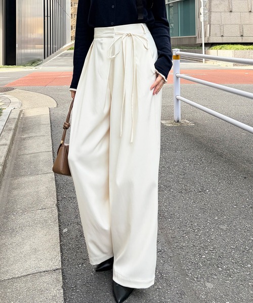 RANAN(ラナン)の「麻調2タックラップリボンパンツ【全骨格対応・吸水速乾・マシーンウォッシャブルOK】(その他パンツ・レディース・グレー/アイボリー/ブラック/ベージュ・LL/3L/S/M/L)」の22枚目の写真