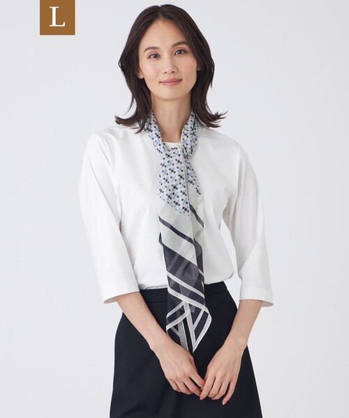 TRANS WORK(トランスワーク)の「【L】【ウォッシャブル】アルビニプレミアムスムースカットソー(Tシャツ/カットソー・レディース・ホワイト/ブラック・46/44)」の2枚目の写真