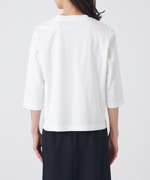 TRANS WORK(トランスワーク)の「【L】【ウォッシャブル】アルビニプレミアムスムースカットソー(Tシャツ/カットソー・レディース・ホワイト/ブラック・46/44)」の7枚目の写真