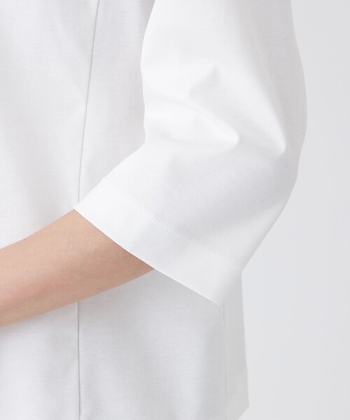 TRANS WORK(トランスワーク)の「【L】【ウォッシャブル】アルビニプレミアムスムースカットソー(Tシャツ/カットソー・レディース・ホワイト/ブラック・46/44)」の9枚目の写真
