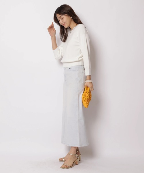 JUSGLITTY（ジャスグリッティー）の「前後２ＷＡＹレースゆるニット（ニット/セーター・レディース・ライトイエロー/ピンク/ネイビー/ホワイト・2）」の12枚目の写真