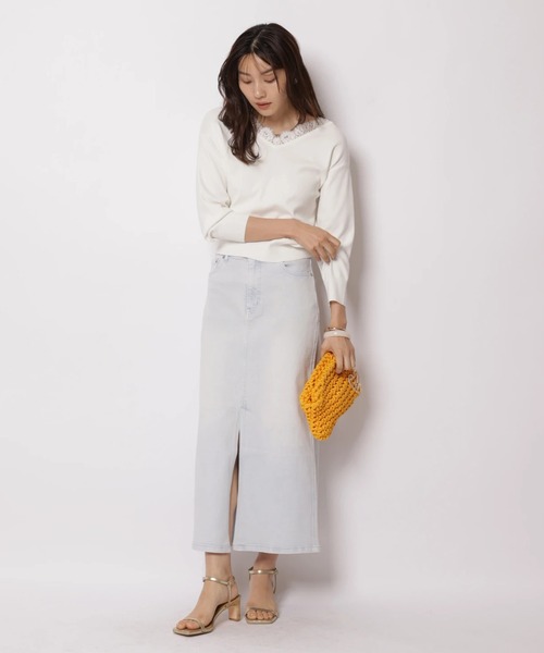 JUSGLITTY（ジャスグリッティー）の「前後２ＷＡＹレースゆるニット（ニット/セーター・レディース・ライトイエロー/ピンク/ネイビー/ホワイト・2）」の13枚目の写真