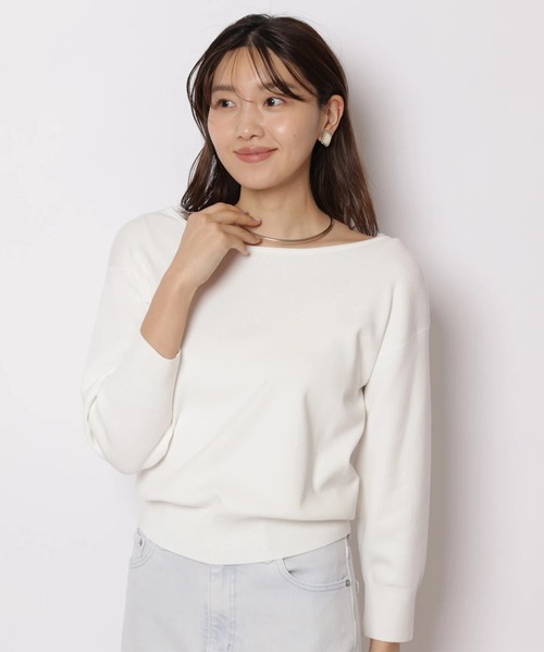 JUSGLITTY（ジャスグリッティー）の「前後２ＷＡＹレースゆるニット（ニット/セーター・レディース・ライトイエロー/ピンク/ネイビー/ホワイト・2）」の15枚目の写真