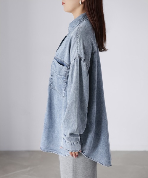 Riberry（リベリー）の「【接触冷感】2WAYテンセルデニムシャツ（シャツ/ブラウス・レディース・ブラック/ブルー・FREE）」の12枚目の写真