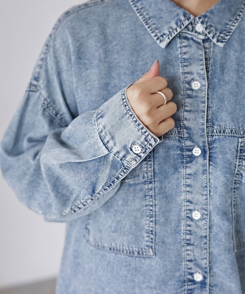 Riberry（リベリー）の「【接触冷感】2WAYテンセルデニムシャツ（シャツ/ブラウス・レディース・ブラック/ブルー・FREE）」の16枚目の写真