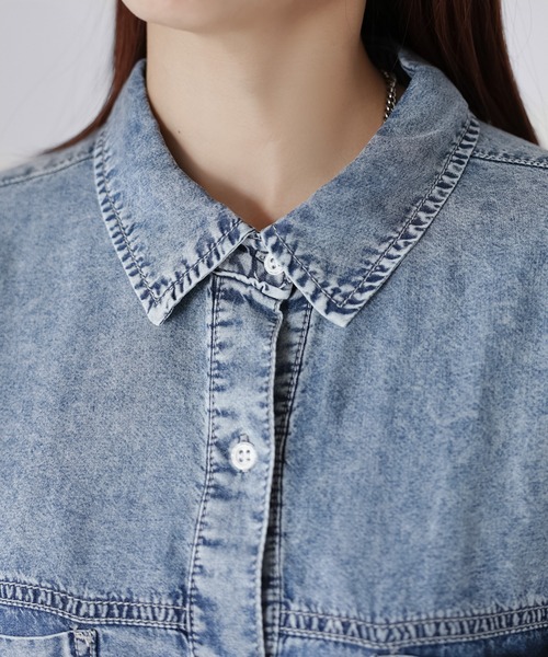 Riberry（リベリー）の「【接触冷感】2WAYテンセルデニムシャツ（シャツ/ブラウス・レディース・ブラック/ブルー・FREE）」の17枚目の写真