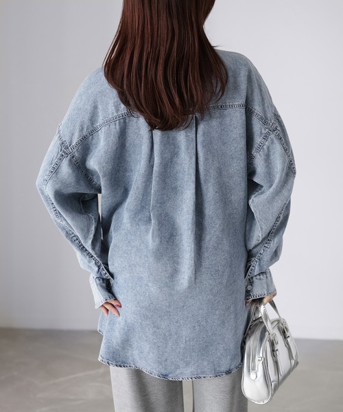 Riberry（リベリー）の「【接触冷感】2WAYテンセルデニムシャツ（シャツ/ブラウス・レディース・ブラック/ブルー・FREE）」の21枚目の写真