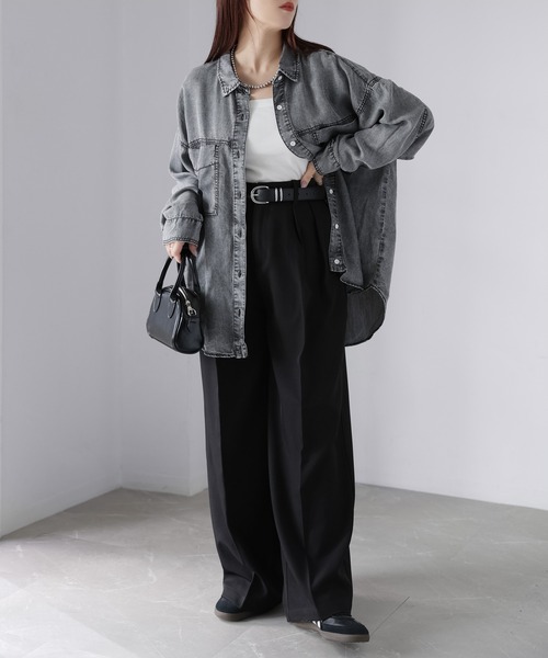 Riberry（リベリー）の「【接触冷感】2WAYテンセルデニムシャツ（シャツ/ブラウス・レディース・ブラック/ブルー・FREE）」の6枚目の写真