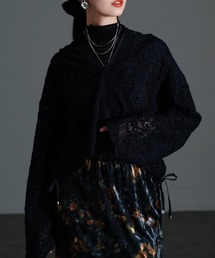 Sawa a la mode（サワアラモード）の「花柄モール刺繍レースショートフーディー（パーカー）」