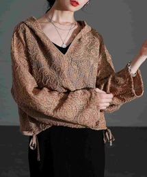 Sawa a la mode（サワアラモード）の「花柄モール刺繍レースショートフーディー（パーカー）」