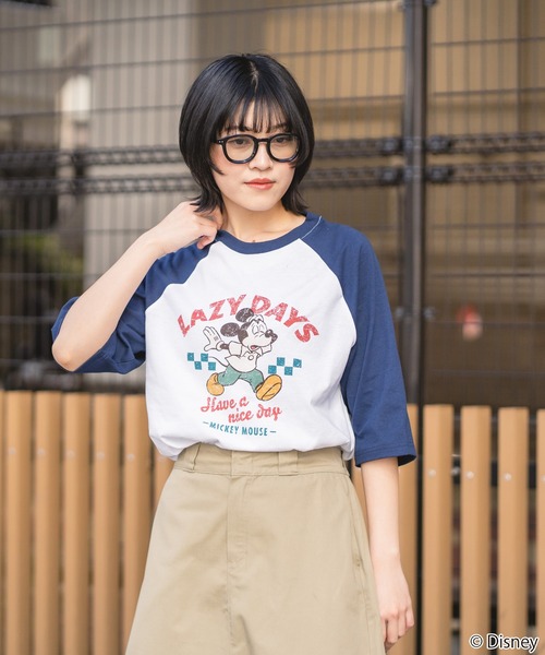 Disney（ディズニー）の「【DISNEY/ディズニー】【軽やかな着心地でお出掛けにぴったり！】ラグラン7分袖Tシャツ ミッキーマウス キャラクターグッズ 配色切り替え カレッジ風 ストリート スケーター 古着MIX（Tシャツ/カットソー・レディース・その他/その他3/その他2/その他1・MEDIUM/LARGE）」の9枚目の写真