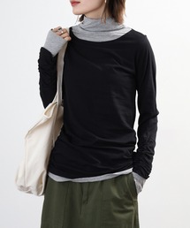 くしゅタートルネック 指穴 ロングTシャツ