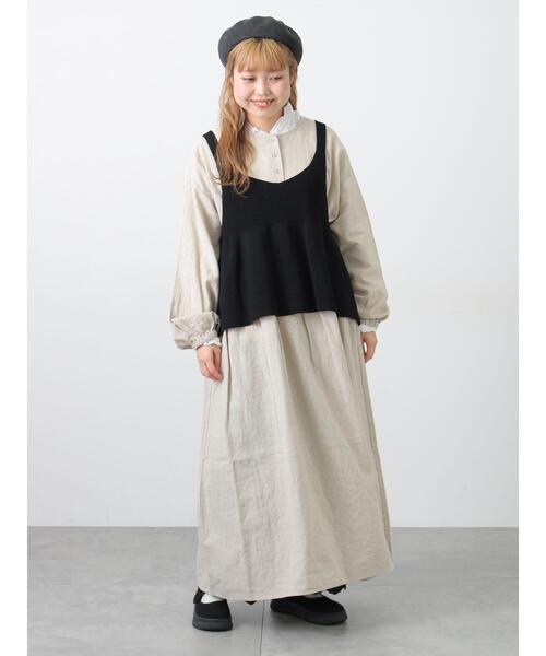 Samansa Mos2（サマンサ モスモス）の「柄アソート前後2WAYニットキャミビスチェ（ベスト・レディース・ブラック/ベージュ/キナリ・F）」の13枚目の写真