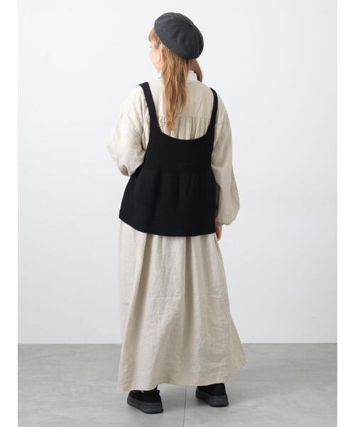 Samansa Mos2（サマンサ モスモス）の「柄アソート前後2WAYニットキャミビスチェ（ベスト・レディース・ブラック/ベージュ/キナリ・F）」の14枚目の写真