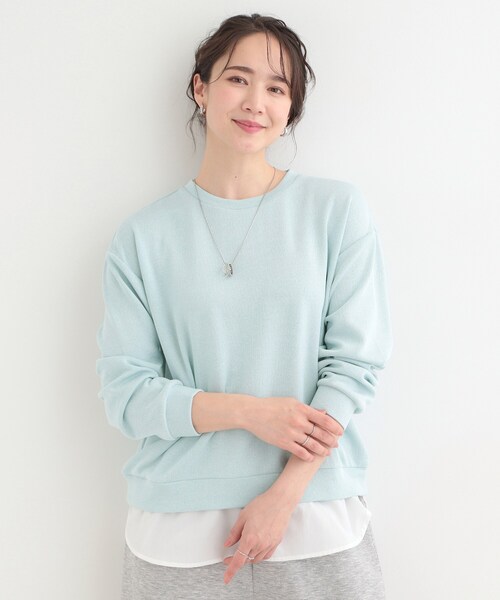 SHOO・LA・RUE(シューラルー)の「【洗濯機可】1枚でサマ見え ラメニットソー レイヤード風トップス(Tシャツ/カットソー・レディース・サックスブルー/グレー系2/ネイビー/ホワイト系5・03/02/01/04)」の17枚目の写真