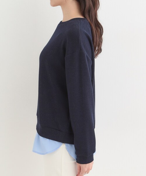 SHOO・LA・RUE(シューラルー)の「【洗濯機可】1枚でサマ見え ラメニットソー レイヤード風トップス(Tシャツ/カットソー・レディース・サックスブルー/グレー系2/ネイビー/ホワイト系5・03/02/01/04)」の22枚目の写真