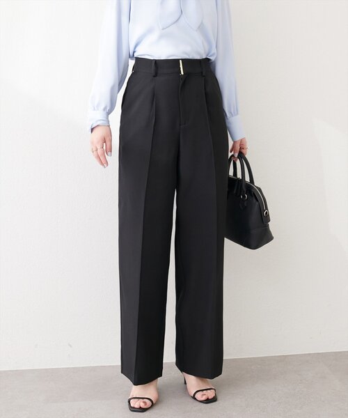 natural couture(ナチュラルクチュール)の「〈osono〉ワイドパンツ(スラックス・レディース・ブラック/オフホワイト/グレー・LARGE/MEDIUM)」の10枚目の写真