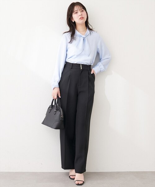 natural couture(ナチュラルクチュール)の「〈osono〉ワイドパンツ(スラックス・レディース・ブラック/オフホワイト/グレー・LARGE/MEDIUM)」の9枚目の写真