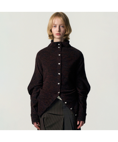 KIMZISU(キムジス)の「Fluid Knit-Texture Jacket_BURGUNDY(カーディガン/ボレロ・レディース・バーガンディー・MEDIUM/SMALL)」の1枚目の写真