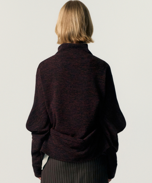 KIMZISU(キムジス)の「Fluid Knit-Texture Jacket_BURGUNDY(カーディガン/ボレロ・レディース・バーガンディー・MEDIUM/SMALL)」の4枚目の写真