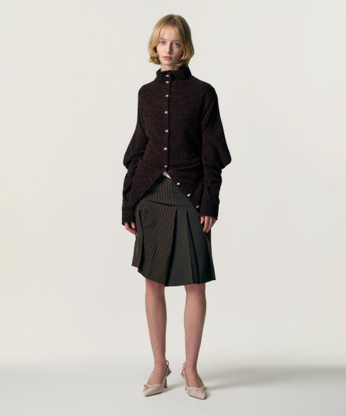 KIMZISU(キムジス)の「Fluid Knit-Texture Jacket_BURGUNDY(カーディガン/ボレロ・レディース・バーガンディー・MEDIUM/SMALL)」の6枚目の写真
