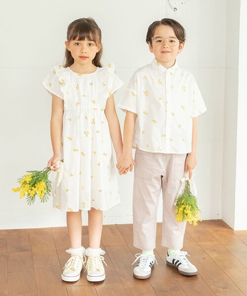 BRANSHES（ブランシェス）の「【おそろい】花刺しゅうワンピース（ワンピース・キッズ・オフホワイト/ブルー・120/90/80/100/130/110/140/150）」の18枚目の写真