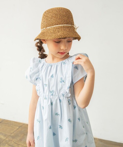 BRANSHES（ブランシェス）の「【おそろい】花刺しゅうワンピース（ワンピース・キッズ・オフホワイト/ブルー・120/90/80/100/130/110/140/150）」の7枚目の写真