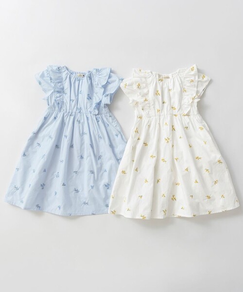 BRANSHES（ブランシェス）の「【おそろい】花刺しゅうワンピース（ワンピース・キッズ・オフホワイト/ブルー・120/90/80/100/130/110/140/150）」の10枚目の写真