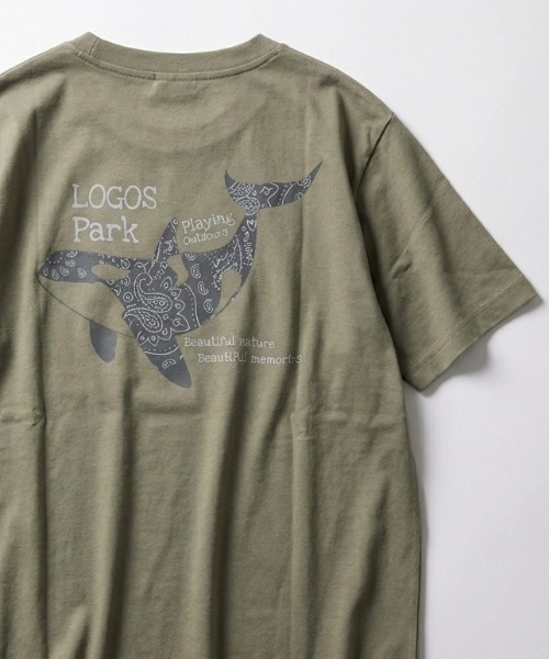 LOGOS（ロゴス）の「2026SS LOGOS/ロゴス アニマル フロント/バックプリント 半袖Tシャツ レディース メンズ（Tシャツ/カットソー・メンズ・スミクロ/ベージュ/ネイビー/ホワイト/ホワイト系その他/カーキ・M/L/LL）」の4枚目の写真